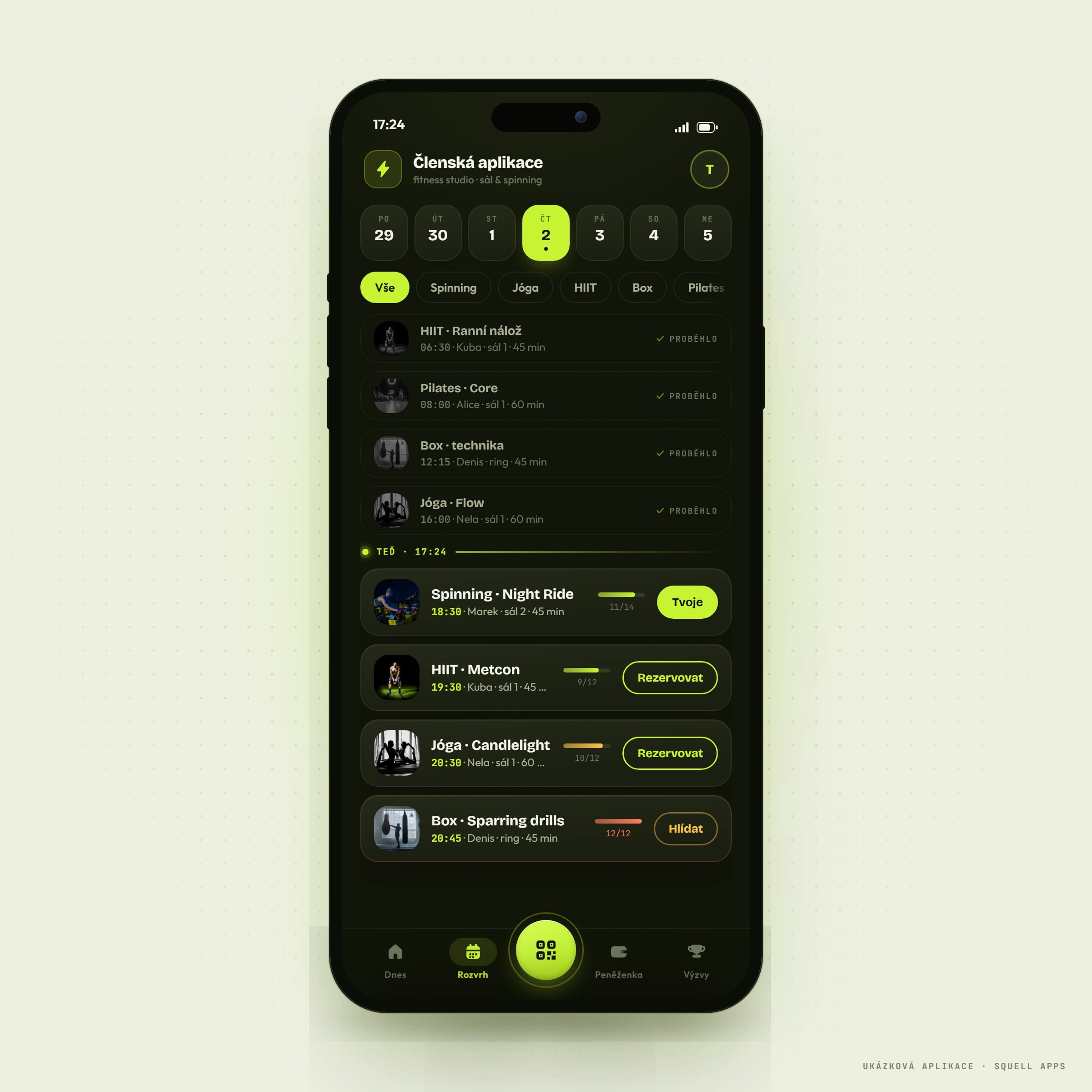Fitness studio member app — Schedule and one-tap booking