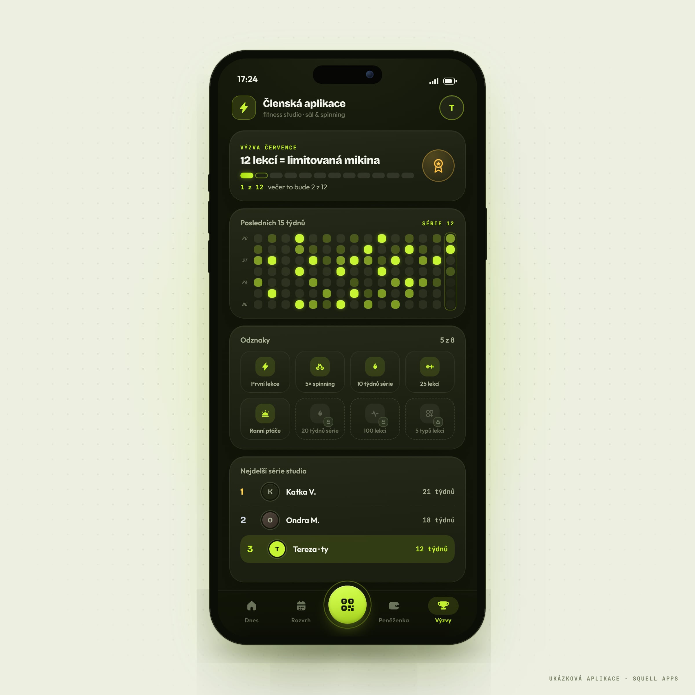 Fitness studio member app — Challenges, streaks and badges