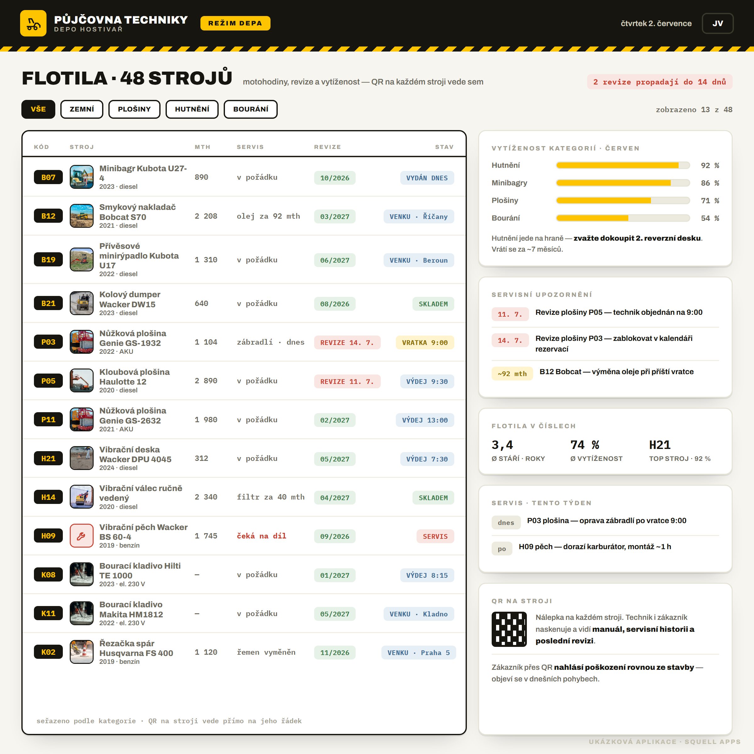 Booking portal for an equipment rental — Fleet and inspections