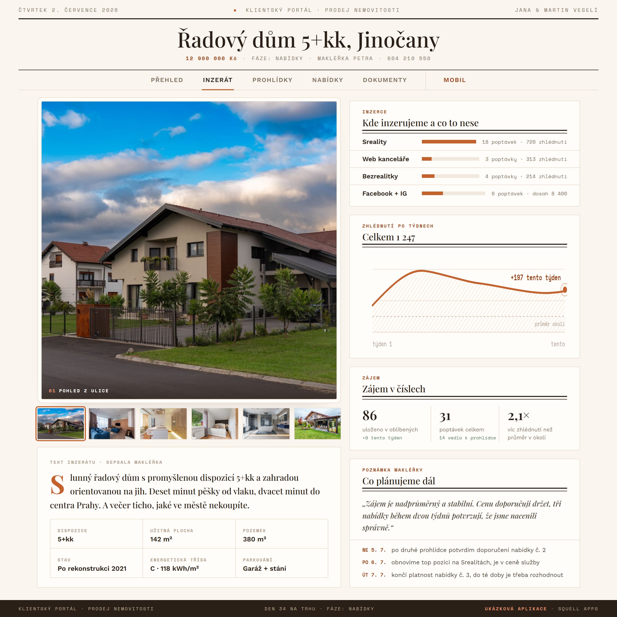 Estate agency client portal — The listing and its performance