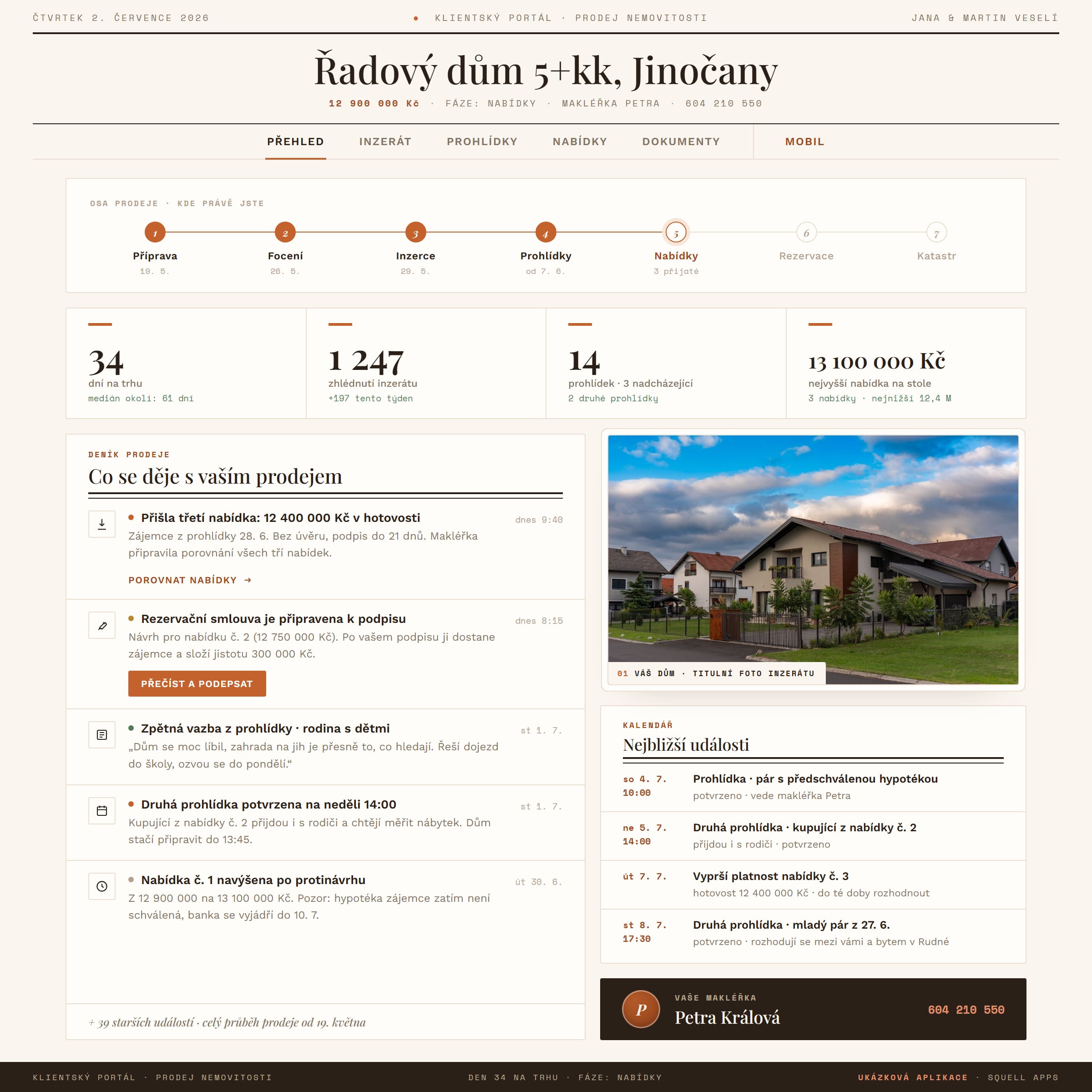 Estate agency client portal — Overview and sale timeline