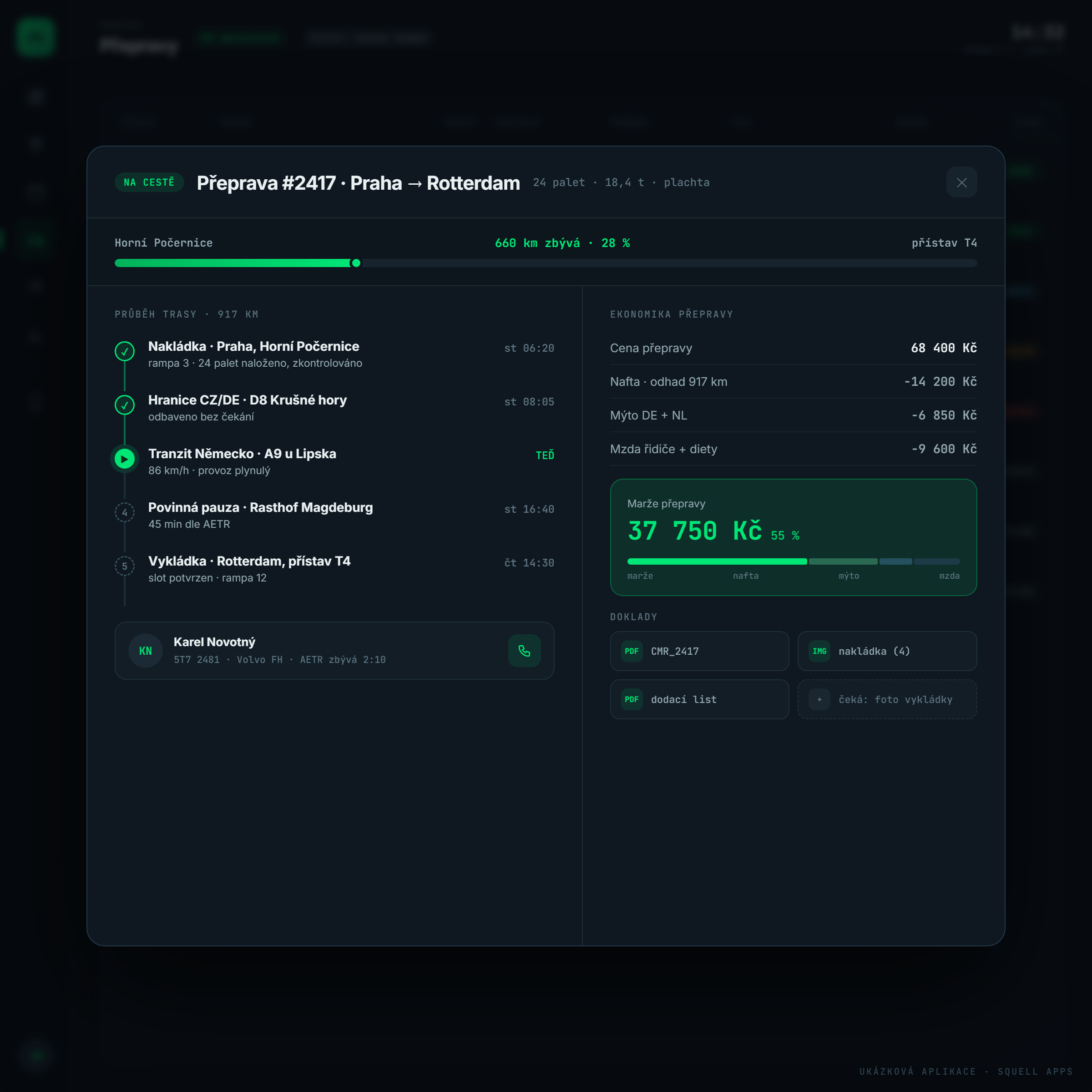 Dispatch control room for a trucking company — Haul card